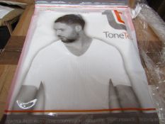 | 48x | TONE TEE V NECK COMPRESSION T-SHIRT WHITE XL | PACKAGED & BOXED | SKU 1508038582739 | RRP £