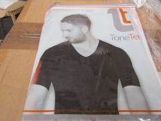 | 48x | TONE TEE V NECK COMPRESSION BLACK T-SHIRT XL | PACKAGED & BOXED | SKU 1508038582739 | RRP £