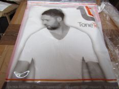 | 48x | TONE TEE V NECK COMPRESSION T-SHIRT WHITE XL | PACKAGED & BOXED | SKU 1508038582739 | RRP £