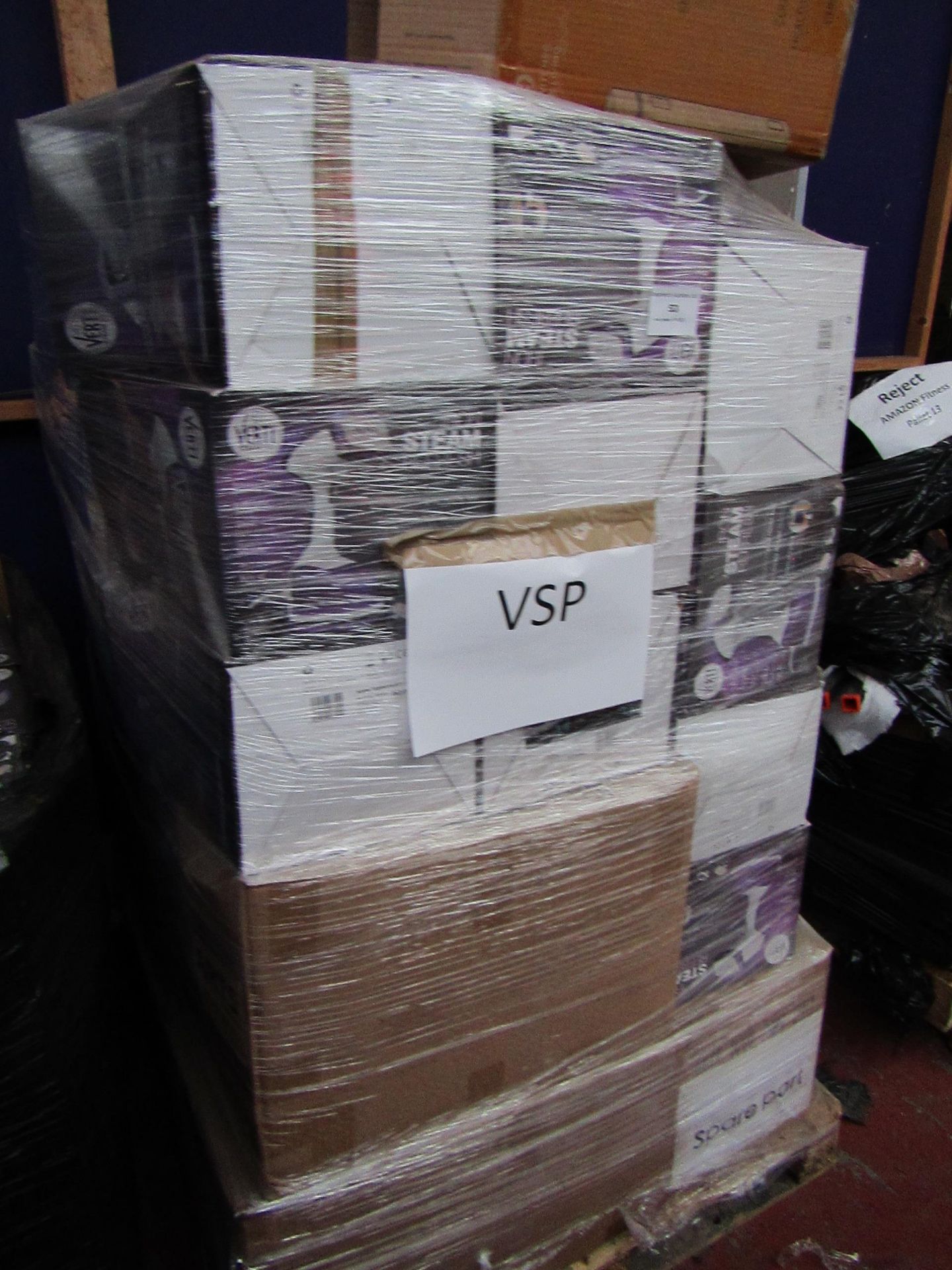 | 1X | PALLET OF APPROX 30 VERTI STEAM PRO'S | UNCHECKED AND BOXED | NO ONLINE RESALE | RRP £43.99 |