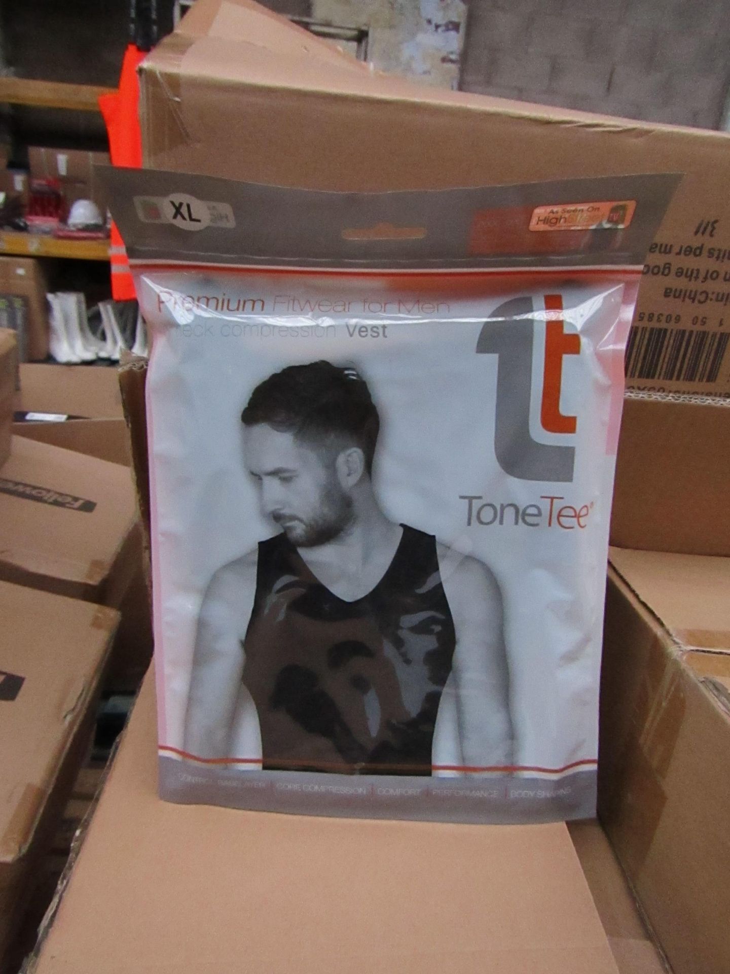 | 1X | PALLET OF APPROX 336 TONE TEE COMPRESSION VESTS, NEW IN PACKAGING SIZE XL, APPEARS TO BE BOTH