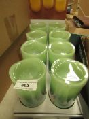Box of 8 Green Indoor LED Candles - All Packaged & Boxed.