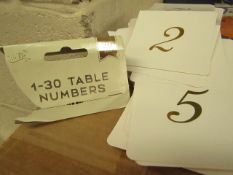 4 Boxes of 24 Packs of 1 - 30 table numbers. New & Packaged