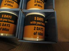 6 x Adult Gift Mugs. New & Boxed. See Image For Design