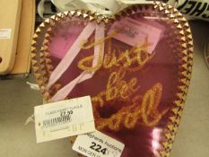 8x Glass Heart Plaque "Just Be Cool" - Unused New.