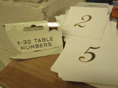 4 Boxes of 24 Packs of 1 - 30 table numbers. New & Packaged