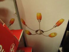 2 x Chrome & Orange Ceiling Light Fittings. Boxed but unchecked