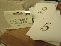 4 Boxes of 24 Packs of 1 - 30 table numbers. New & Packaged
