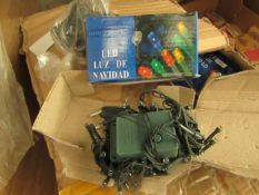 5 Sets of Indoor/Outdoor Christmas Lights. These Have an EU Plug on Them. Unused & boxed