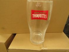 Box of 12 Thwaites Pint Glasses. New & Boxed