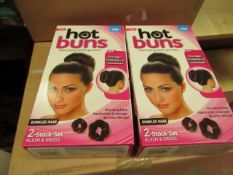 2 x JML Hot Buns Dark hair sets. New & Boxed