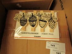 Box of 20 packs of 4 Tiger Wooden Hobby Pegs. New & Packaged