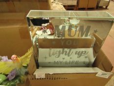 3x Glass Mirror Plaques "Mum You Light Up My Life" - New & Boxed.