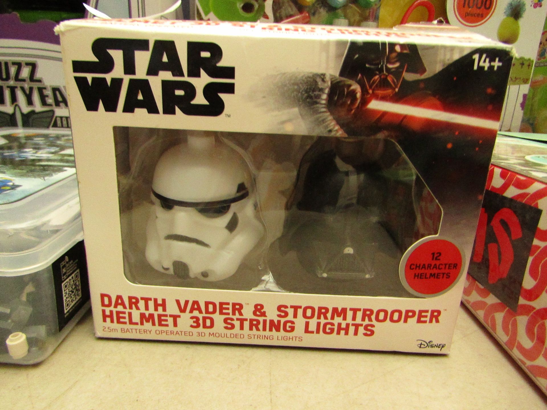 StarWars - Darth Vader & StormTrooper Helmet 3D String Lights - Unchecked & Boxed.