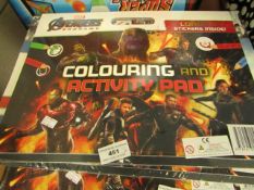 3 x Avengers Colouring & Adventure Pads. New & Packaged