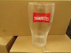 Box of 12 Thwaites Pint Glasses. New & Boxed