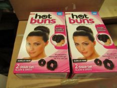 2 x JML Hot Buns Dark hair sets. New & Boxed
