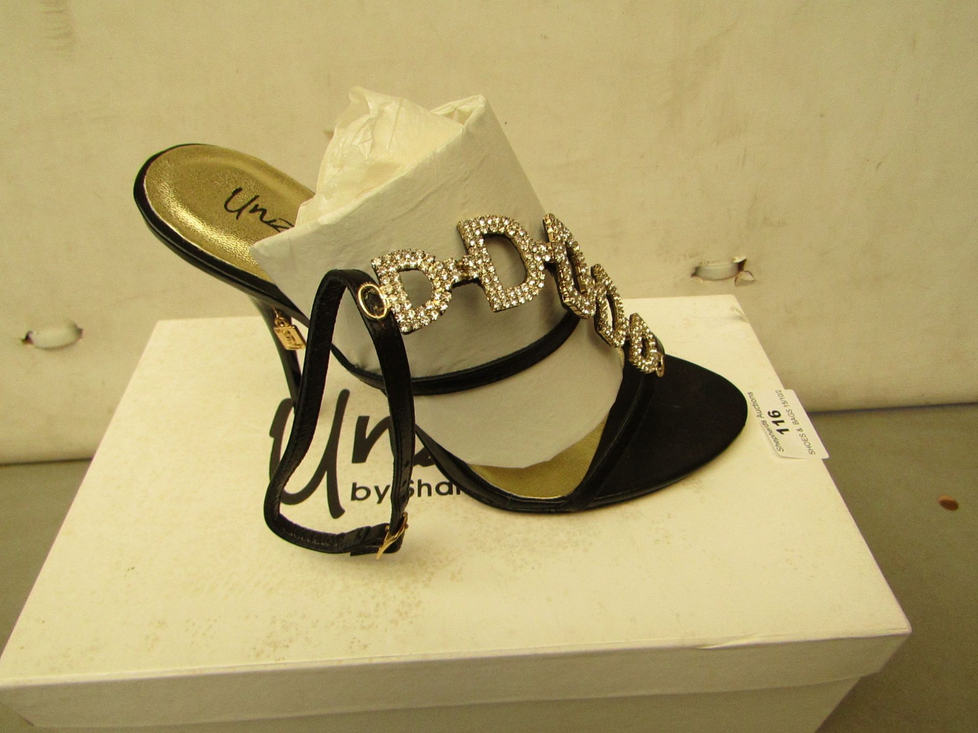 Zaif by Shalamar Shoes Ladies Black & Diamante Shoes size 5 new & boxed see image for design