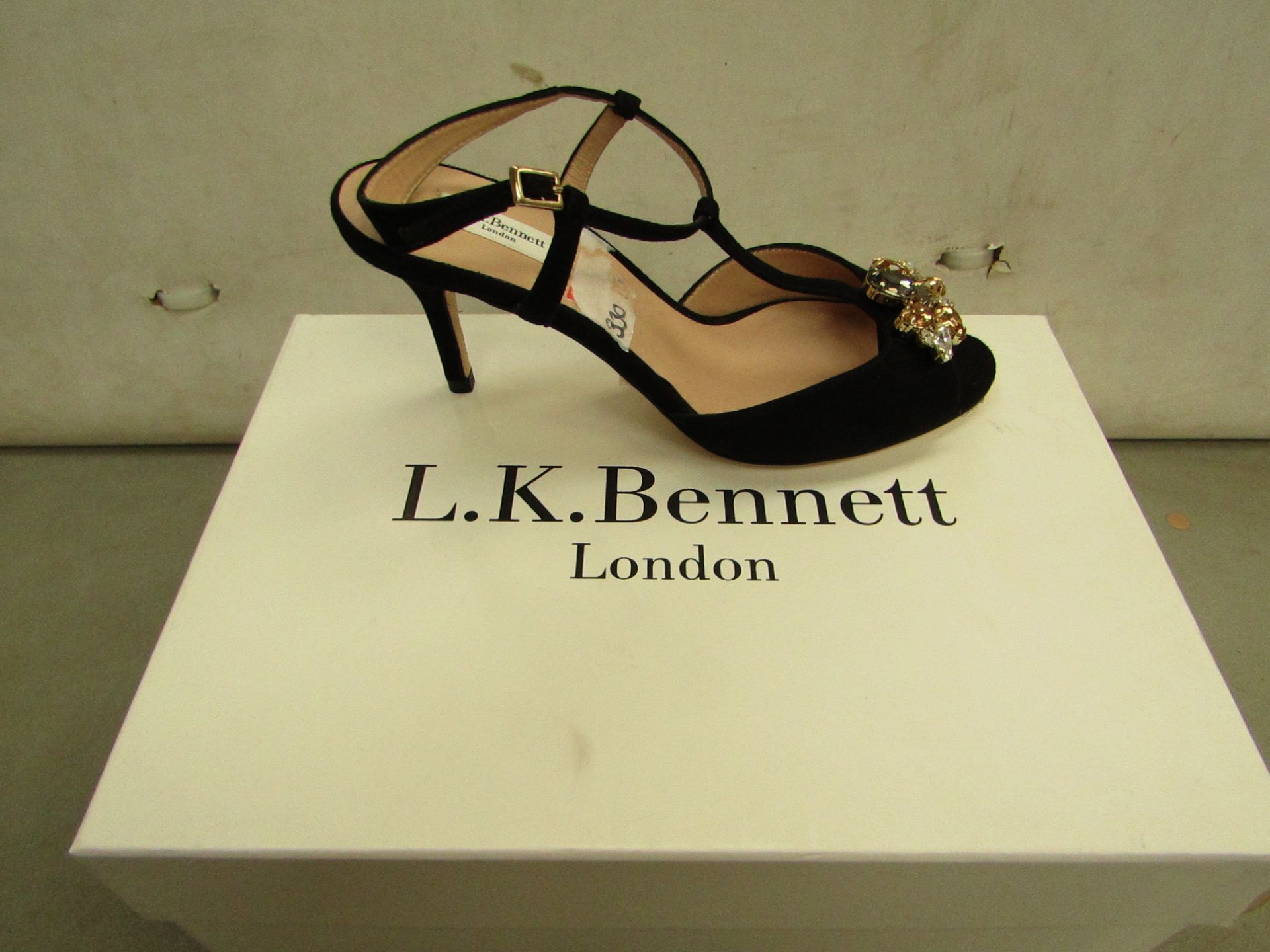 LK Bennett Ladies Yvette Black Suede Sandel size 36 RRP £159 new & boxed