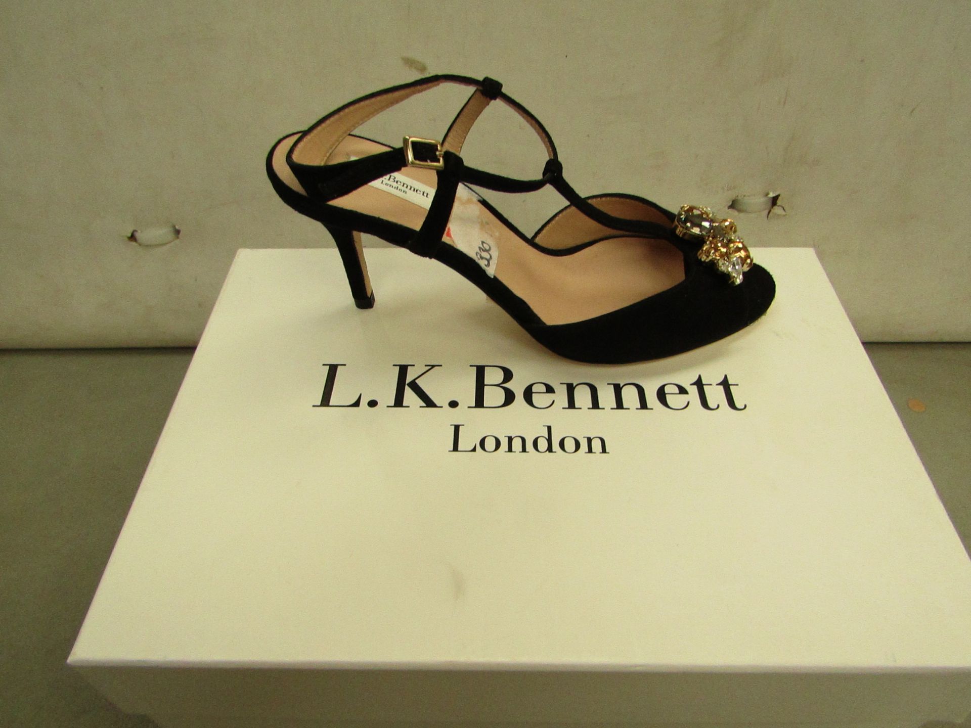 LK Bennett Ladies Yvette Black Suede Sandel size 38 RRP £159 new & boxed