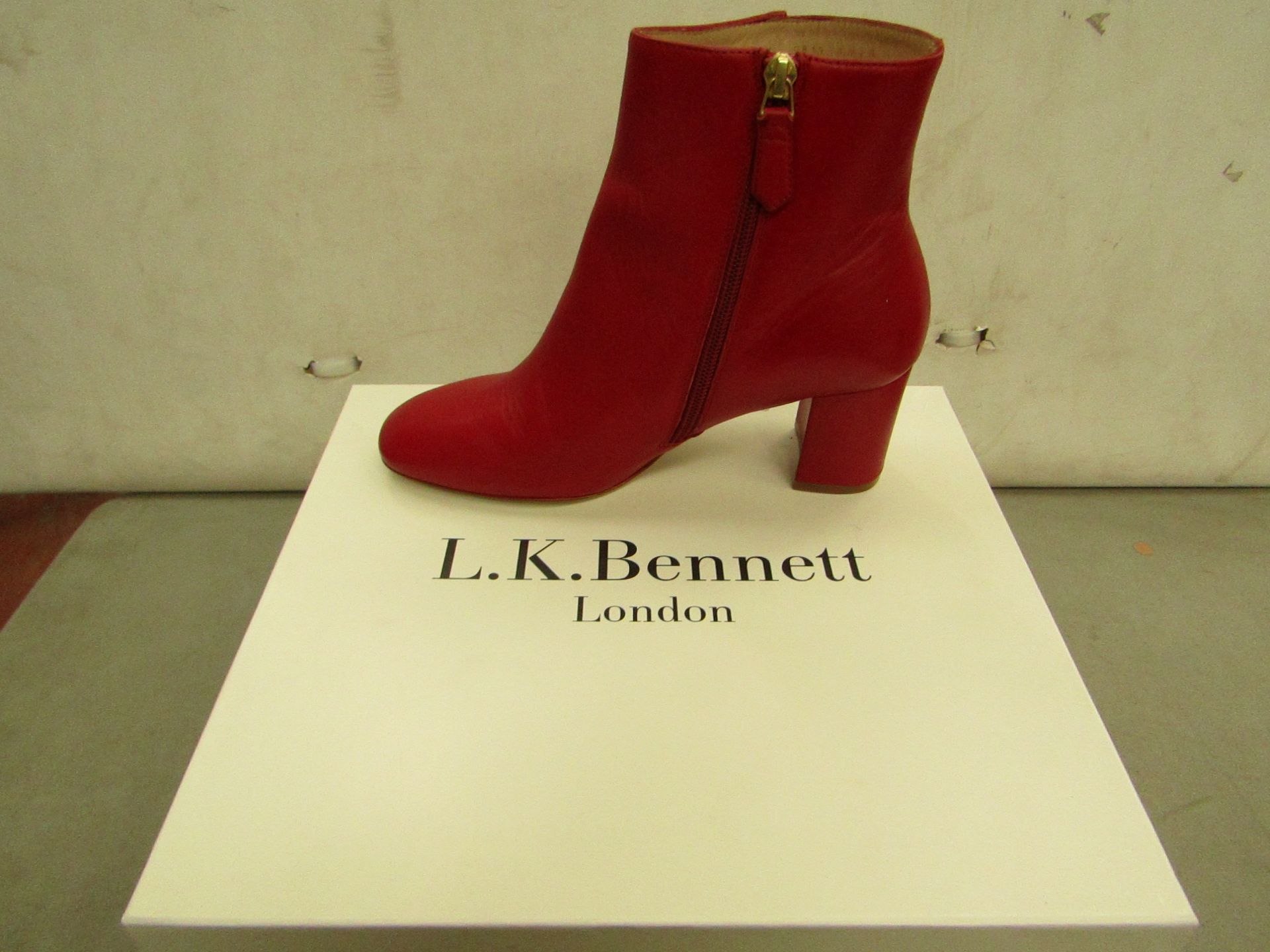 LK Bennett Ladies Jette Red Smooth Leather Ankle Boots size 36 RRP £275 new & boxed