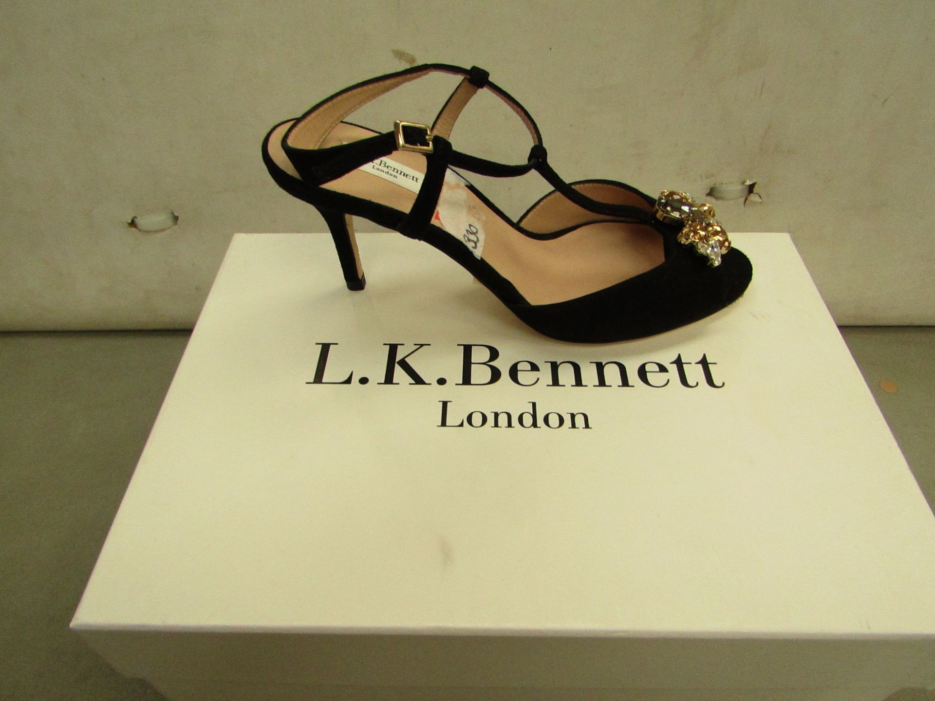 LK Bennett Ladies Yvette Black Suede Sandel size 39 RRP £159 new & boxed