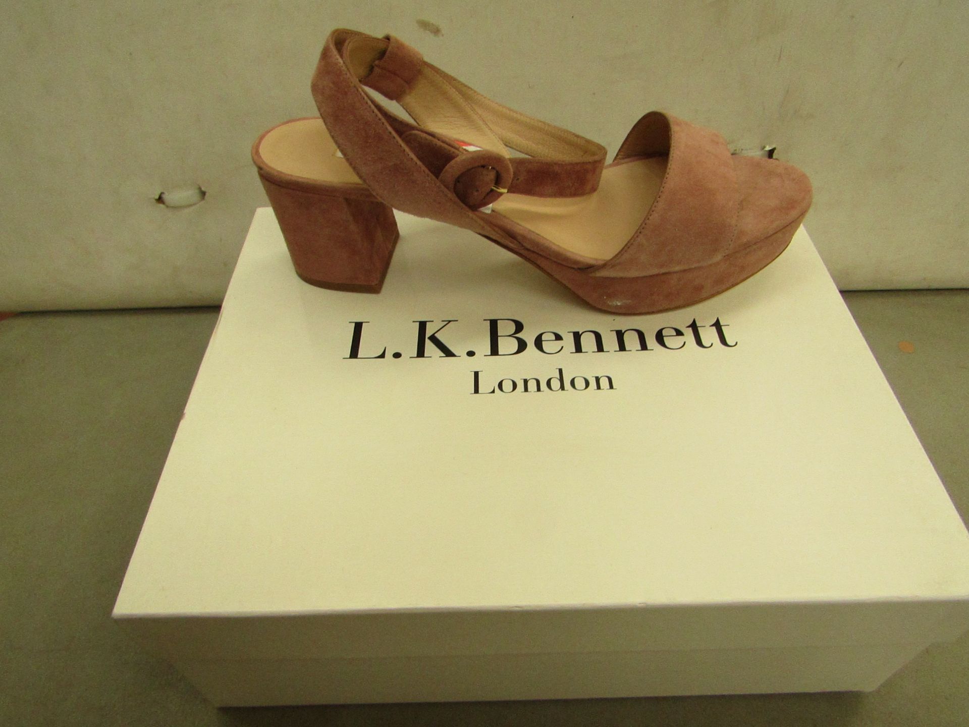 LK Bennett Ladies Alie Dark Pink Suede Sandal size 38 RRP £150 new & boxed