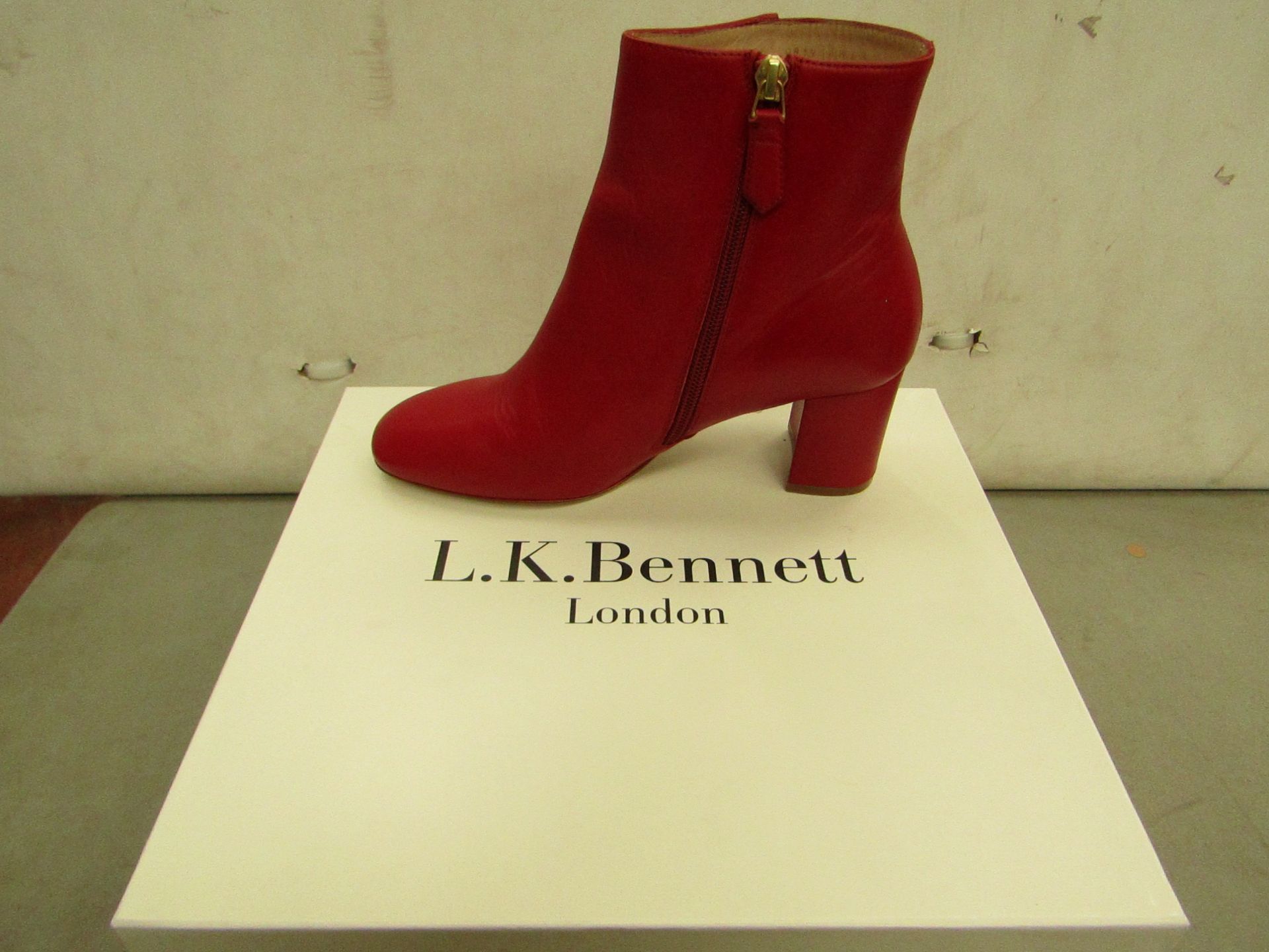 LK Bennett Ladies Jette Red Smooth Leather Ankle Boots size 42 RRP £275 new & boxed