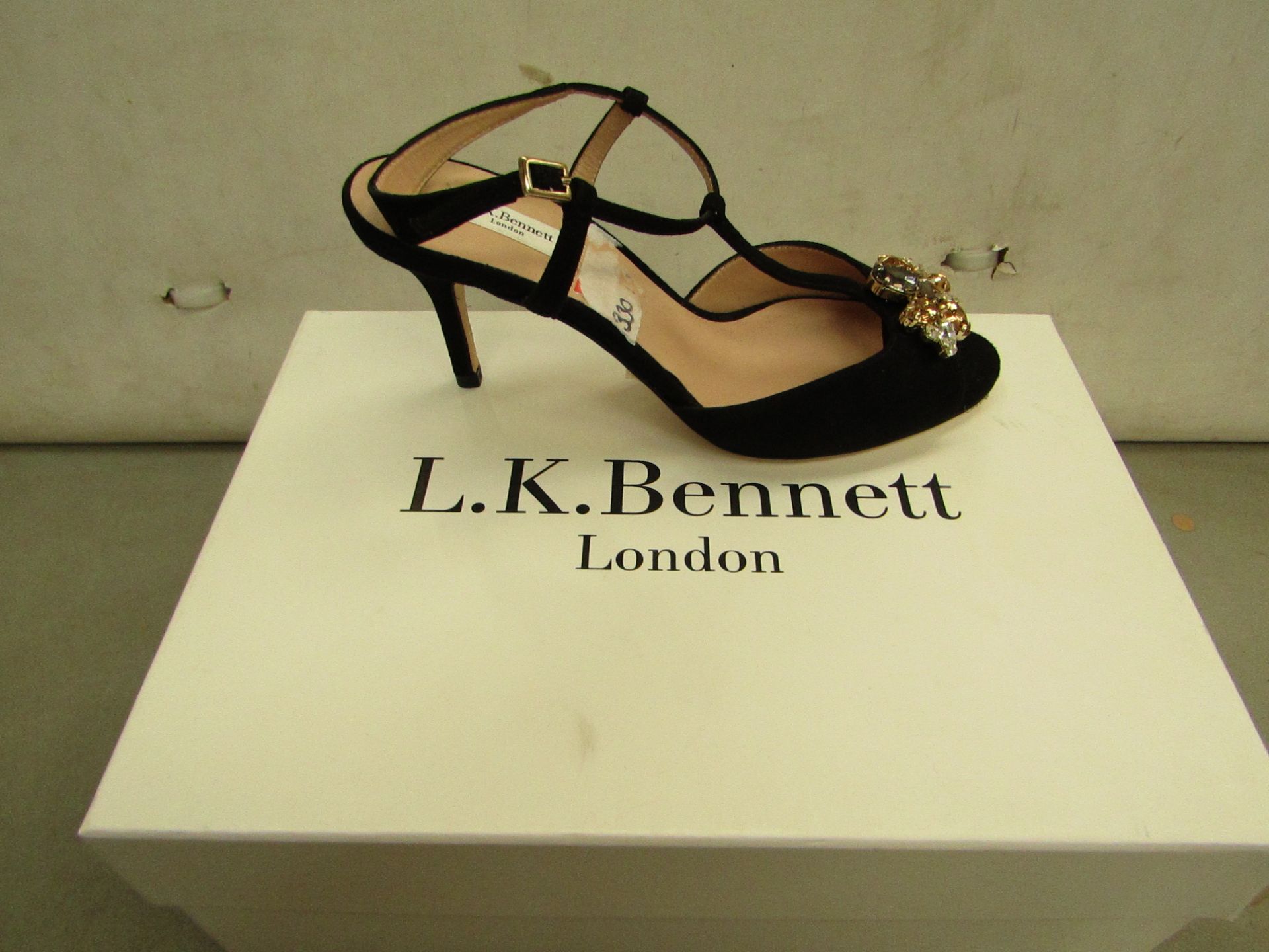 LK Bennett Ladies Yvette Black Suede Sandel size 37 RRP £159 new & boxed