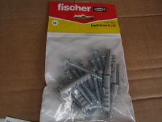 5x Fischer - Coach Screw 6 x 50 (Packs of 10) - New & Packaged.