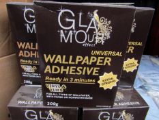 Box of 20x 200g packets of Glamour Effect extra strong Universal wall paper adhesive - New & Boxed.