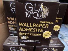 Box of 20x 200g packets of Glamour Effect extra strong Universal wall paper adhesive - New & Boxed.