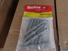 5x Fischer - Coach Screw 6 x 50 (Packs of 10) - New & Packaged.