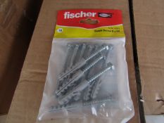 5x Fischer - Coach Screw 6 x 50 (Packs of 10) - New & Packaged.