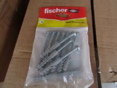 5x Fischer - Coach Screw 6 x 50 (Packs of 10) - New & Packaged.