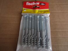 8x Fischer - Coach Screw 8 x 70 (Packs of 10) - New & Packaged.