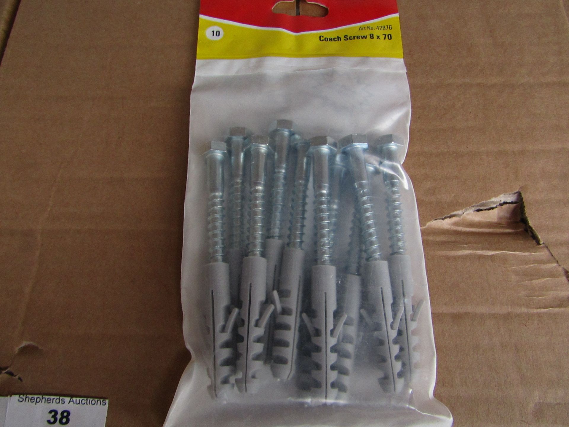 5x Fischer - Coach Screw 8 x 70 (Packs of 10) - New & Packaged.