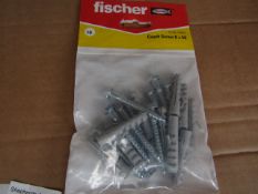 5x Fischer - Coach Screw 6 x 50 (Packs of 10) - New & Packaged.