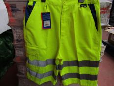 ST WorkWear - Hi-Vis Yellow PolyCotton Shorts - Size Medium - All New & Packaged.