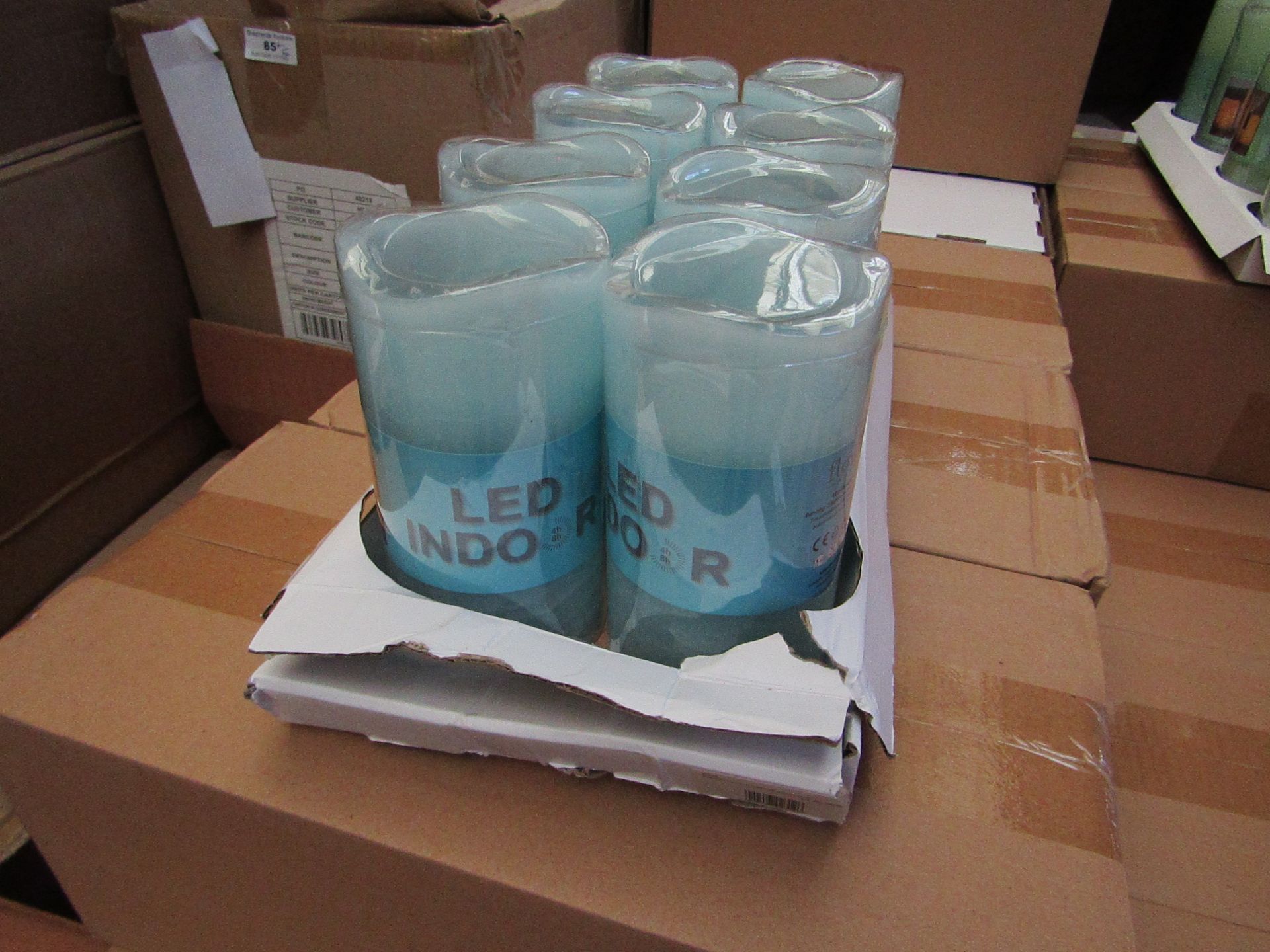 8 x Indoor Battery Operated LED Candles with 4hr or 8hr auto options new & packaged (batteries not