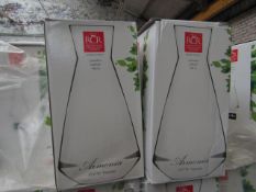 2 x 180cl RCR Glass Carafes. New & Boxed