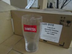 Box of 12 Thwaites Pint Glasses, all new.