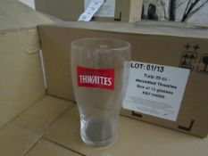 Box of 12 Thwaites Pint Glasses, all new.