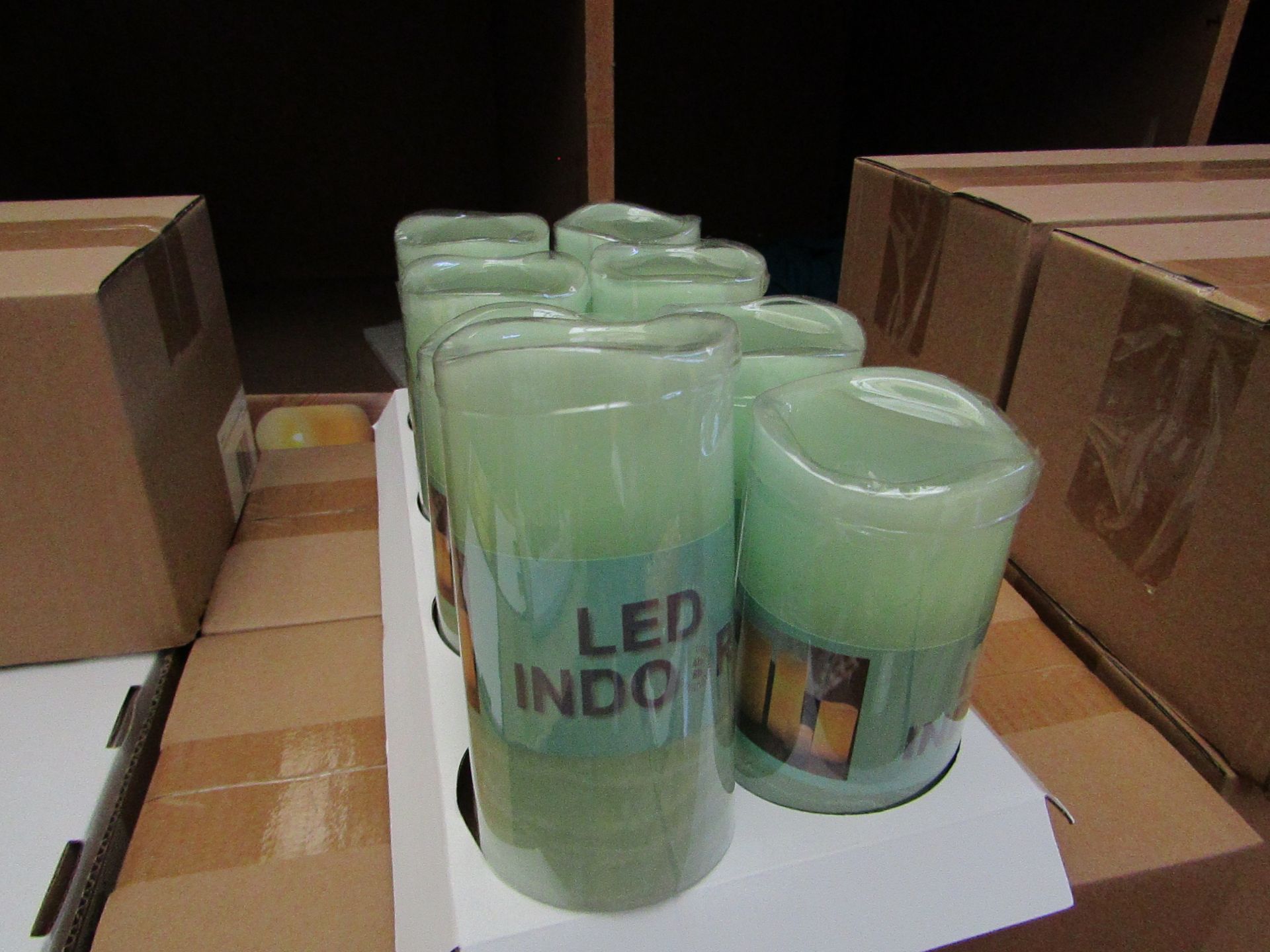 8 x Indoor Battery Operated LED Candles with 4hr or 8hr auto options new & packaged (batteries not