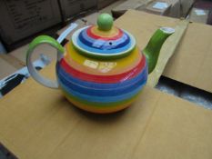 2 X Rainbow design Large Teapots. New