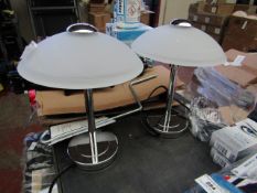 Set of 2 Chrome & Glass Bedside Touch Table Lamps. New but untested. RRP £54