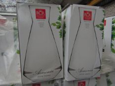 2 x 180cl RCR Glass Carafes. New & Boxed