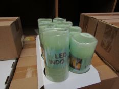 8 x Indoor Battery Operated LED Candles with 4hr or 8hr auto options new & packaged (batteries not