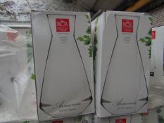 2 x 180cl RCR Glass Carafes. New & Boxed