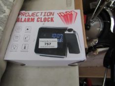 Projection alarm clock, unchecked and boxes